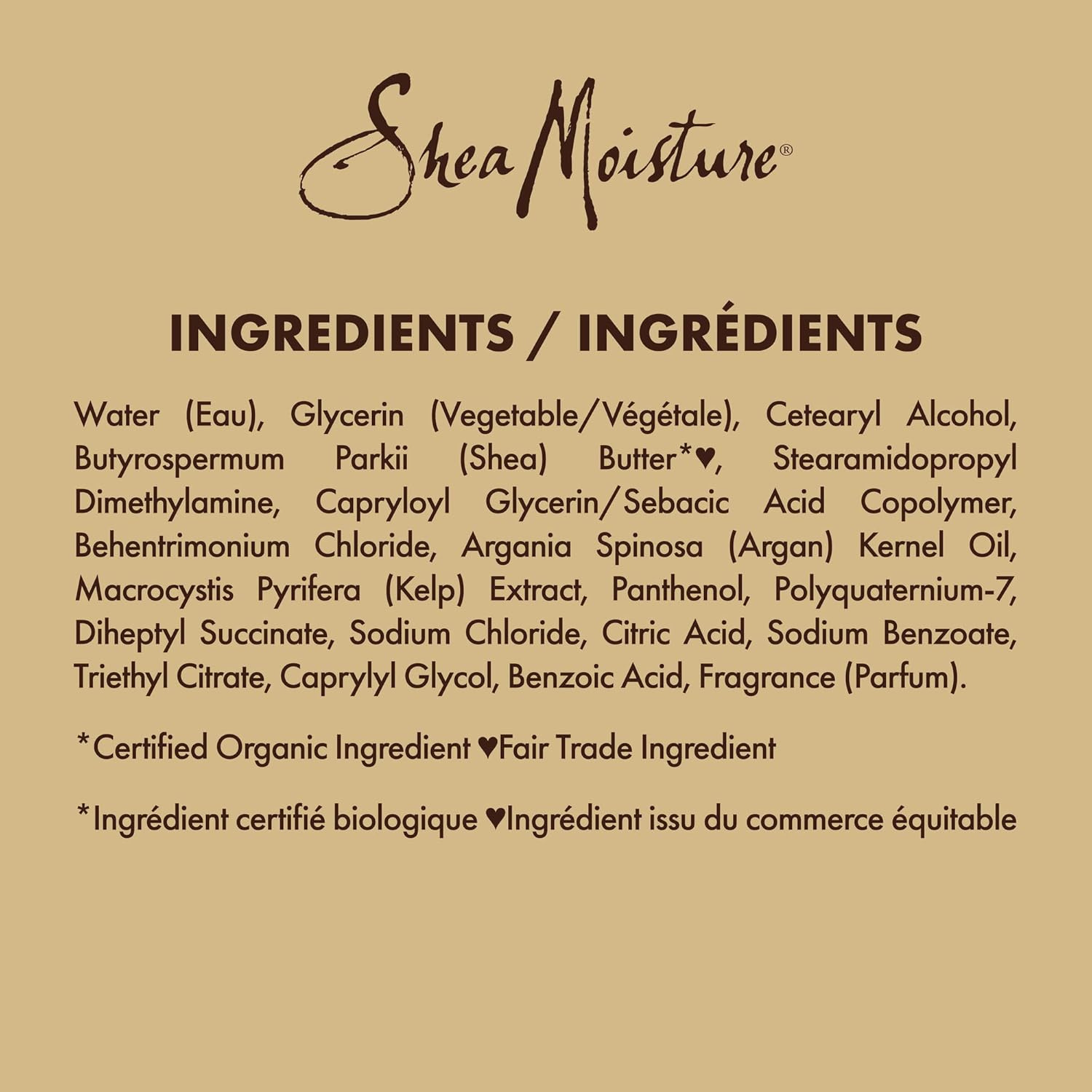 SheaMoisture Raw Shea Butter Deep Moisturising Detangler 236ml ingredients label