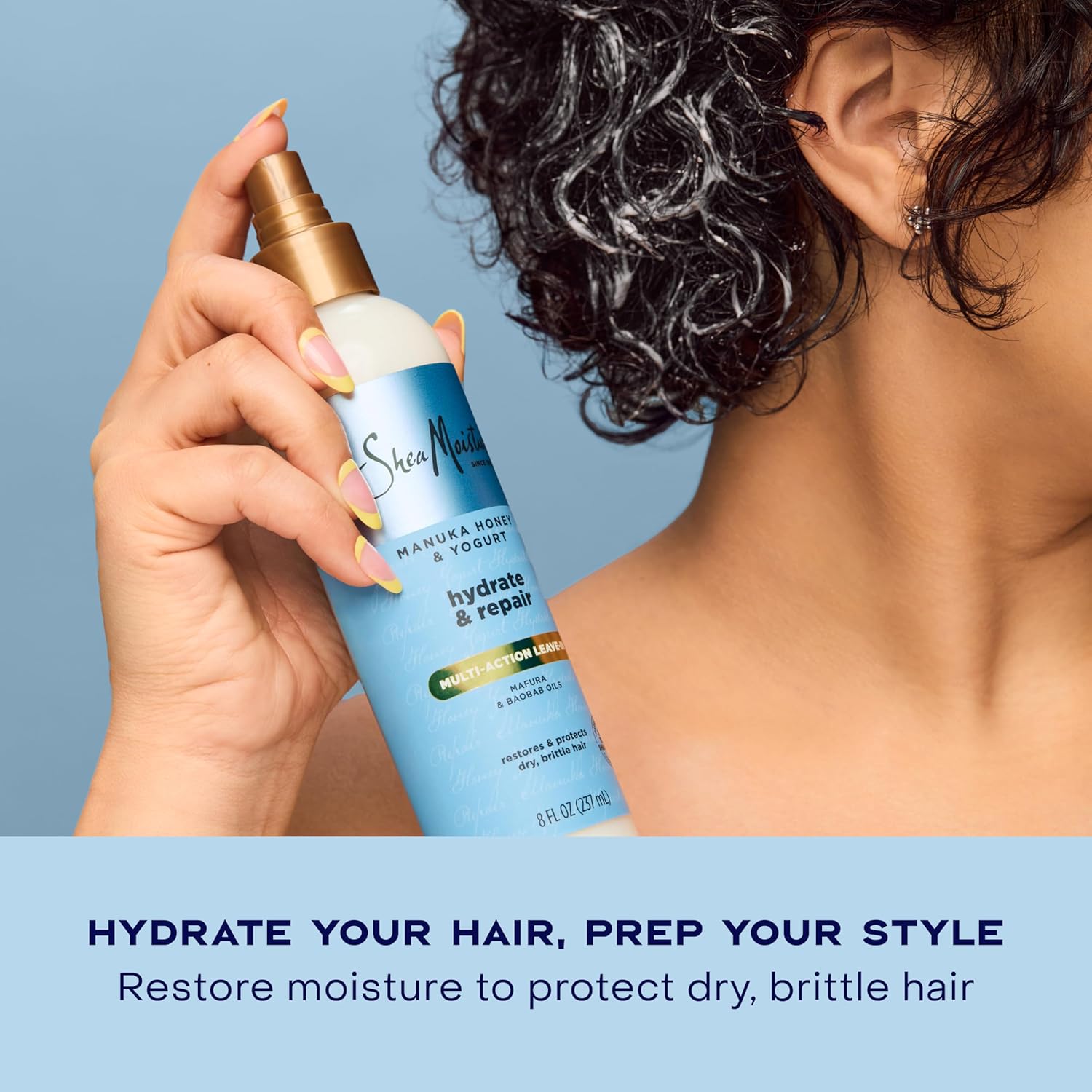 SheaMoisture Manuka Honey & Yogurt Hydrate & Repair leave-in conditioner spray bottle, 237 ml