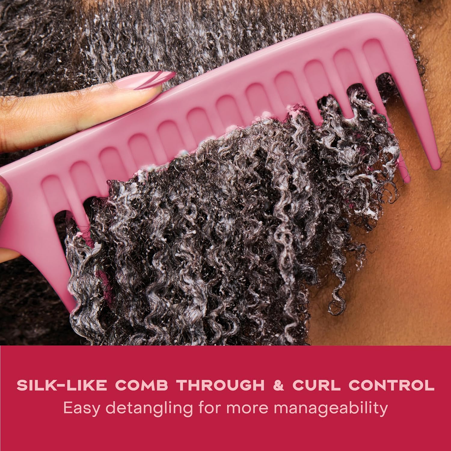 SheaMoisture Manuka Honey & Mafura Oil pink wide-tooth comb for curly hair detangling
