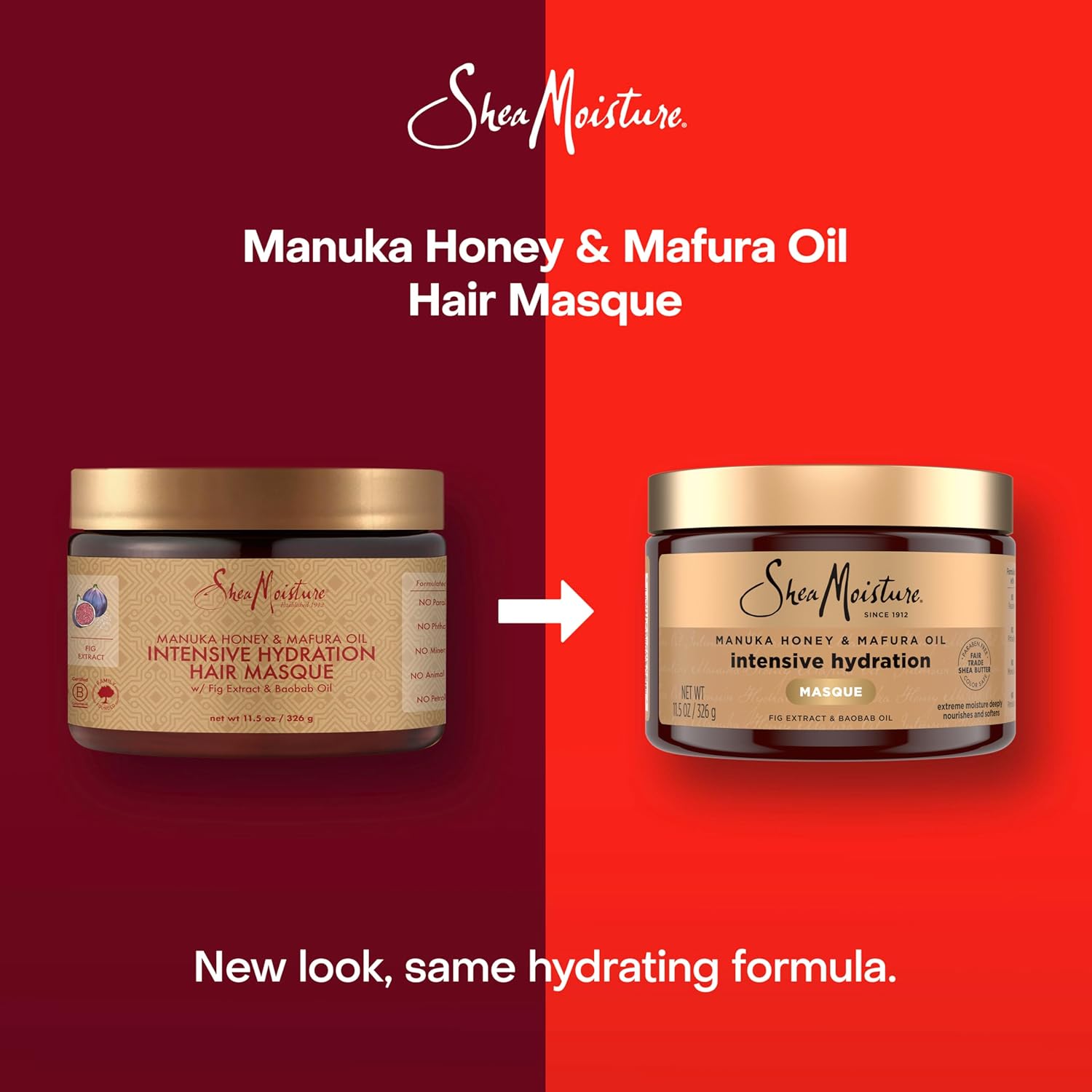 SheaMoisture Manuka Honey and Mafura Oil intensive hydration hair masque 340ml jar