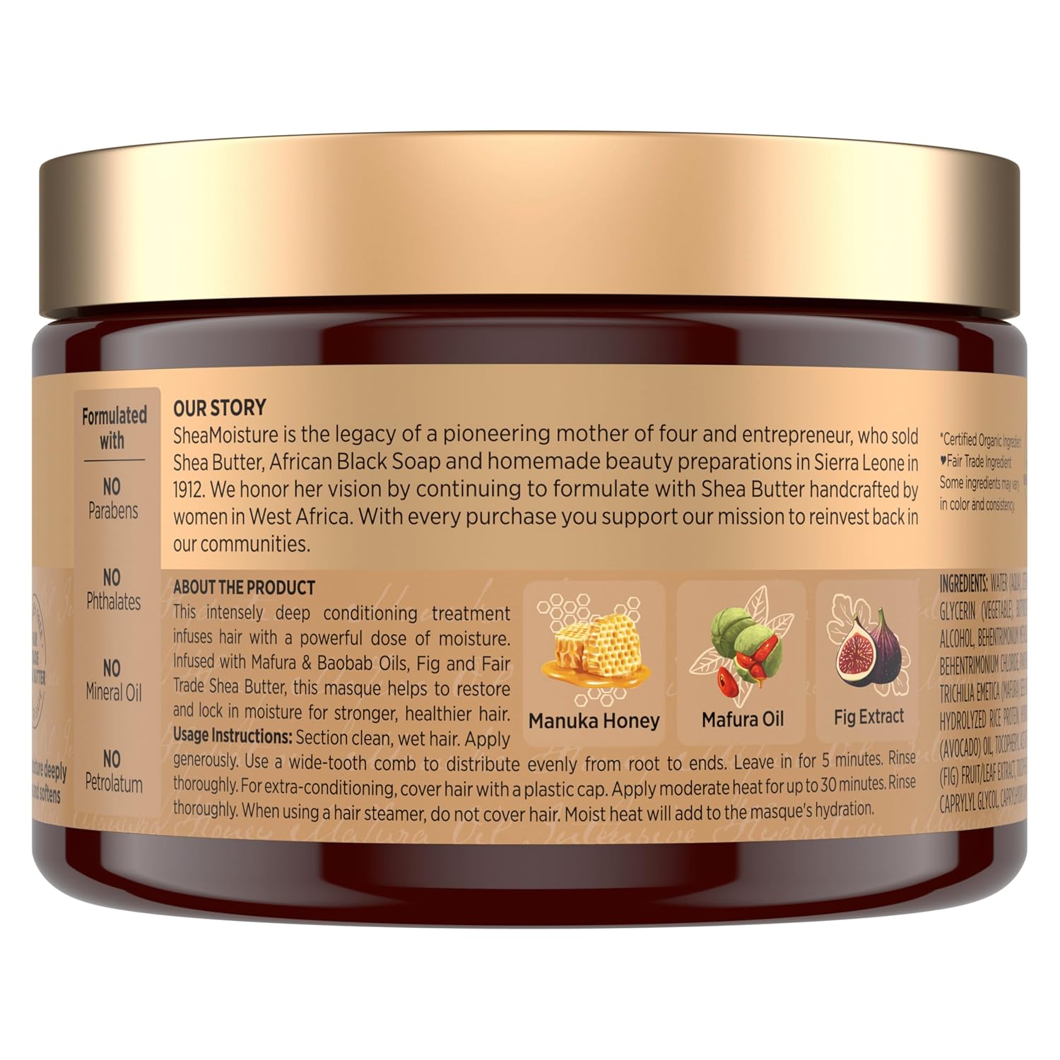 SheaMoisture Manuka Honey and Mafura Oil intensive hydration hair masque 340ml jar