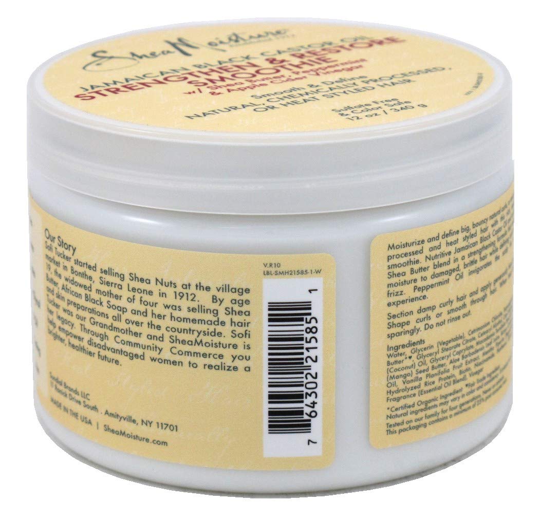 SheaMoisture Jamaican Black Castor Oil Strengthen and Restore Smoothie hair cream jar