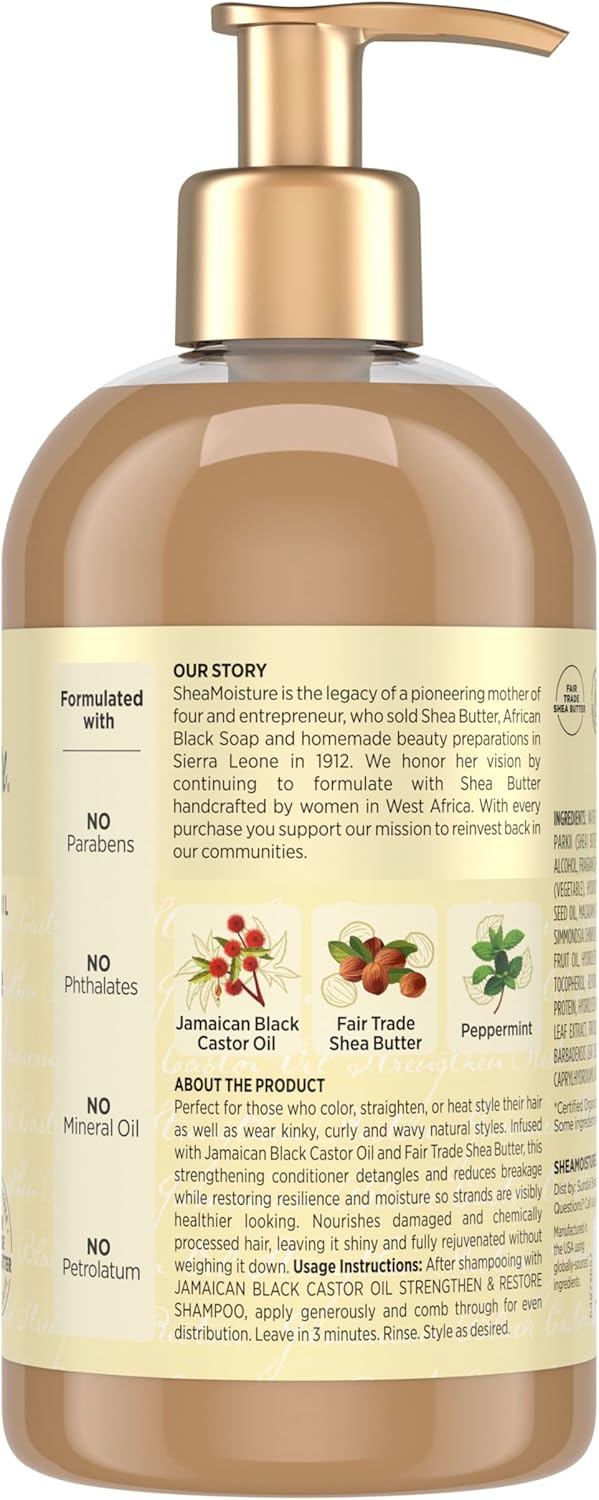 SheaMoisture Jamaican Black Castor Oil Strengthen Restore Conditioner 384mL pump bottle