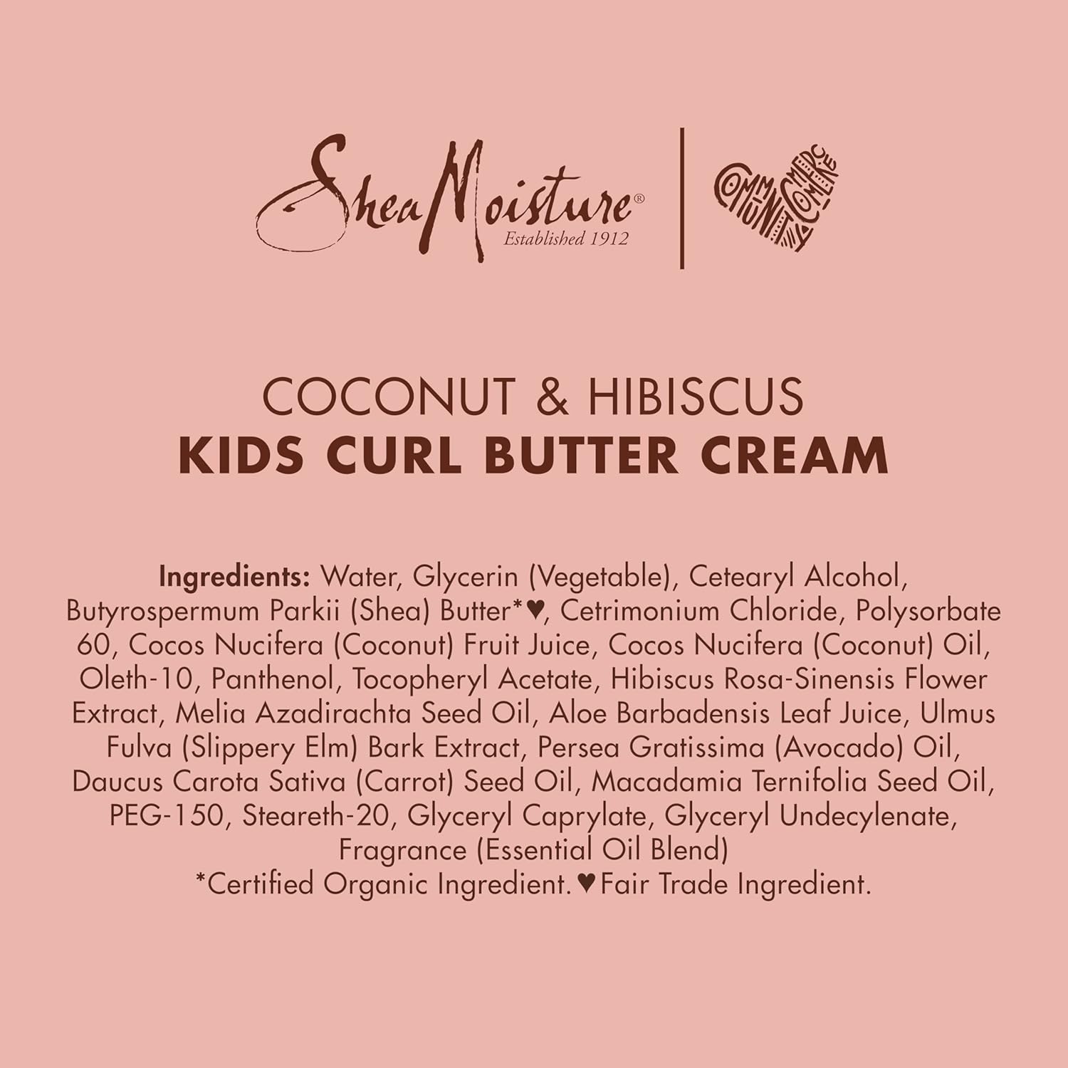 SheaMoisture Coconut & Hibiscus Kids' Curl Butter Cream 170g jar on pink background