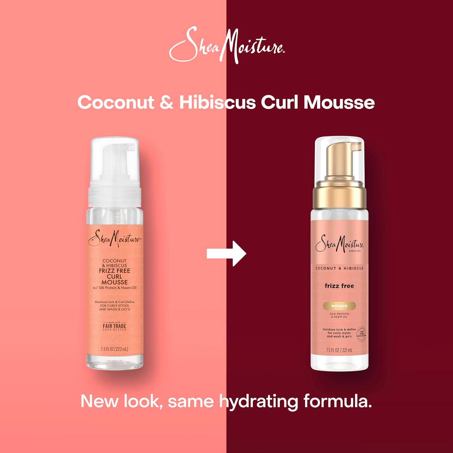 SheaMoisture Coconut & Hibiscus Frizz-Free Curl Mousse 221ml pump bottle