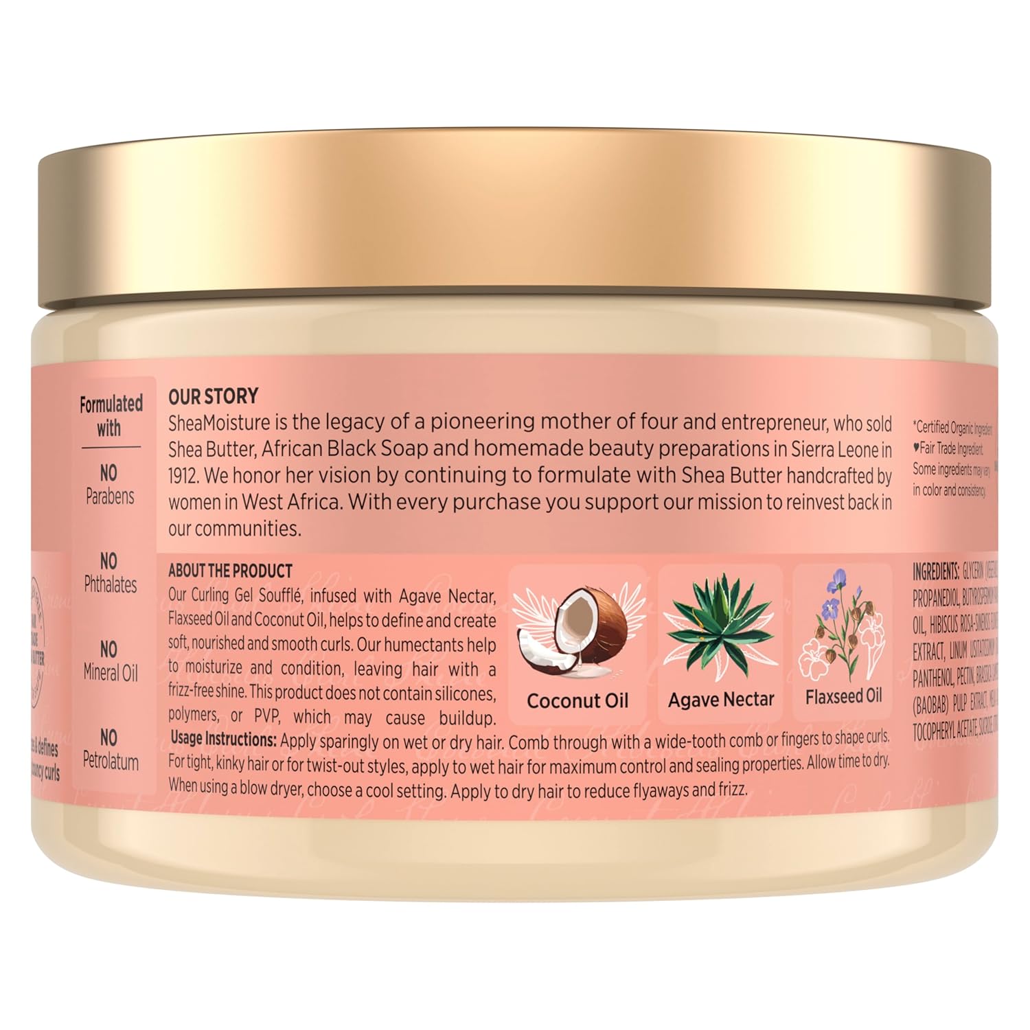 SheaMoisture Coconut & Hibiscus Curling Gel Soufflé 340ml jar with gold lid