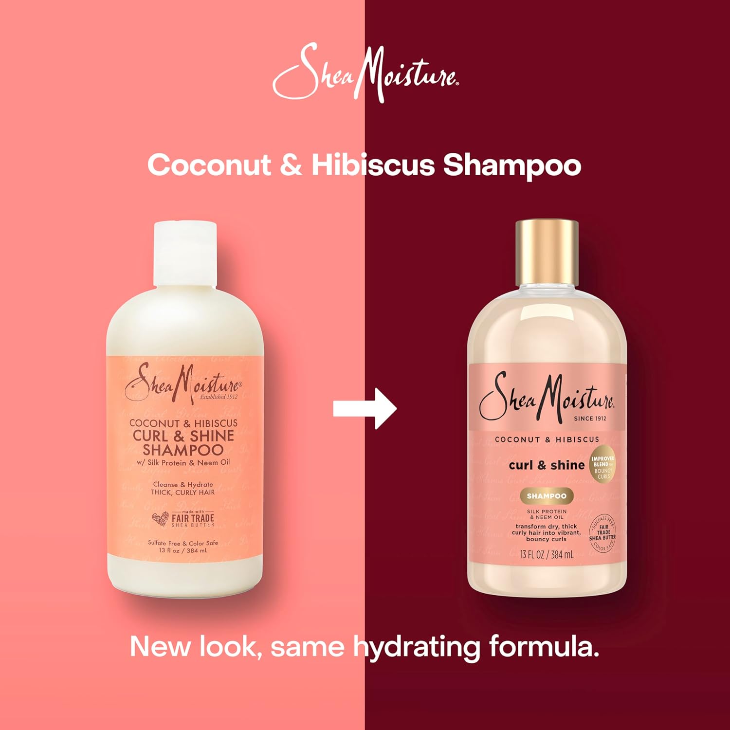 SheaMoisture Coconut & Hibiscus Curl & Shine Shampoo 384 ml bottle