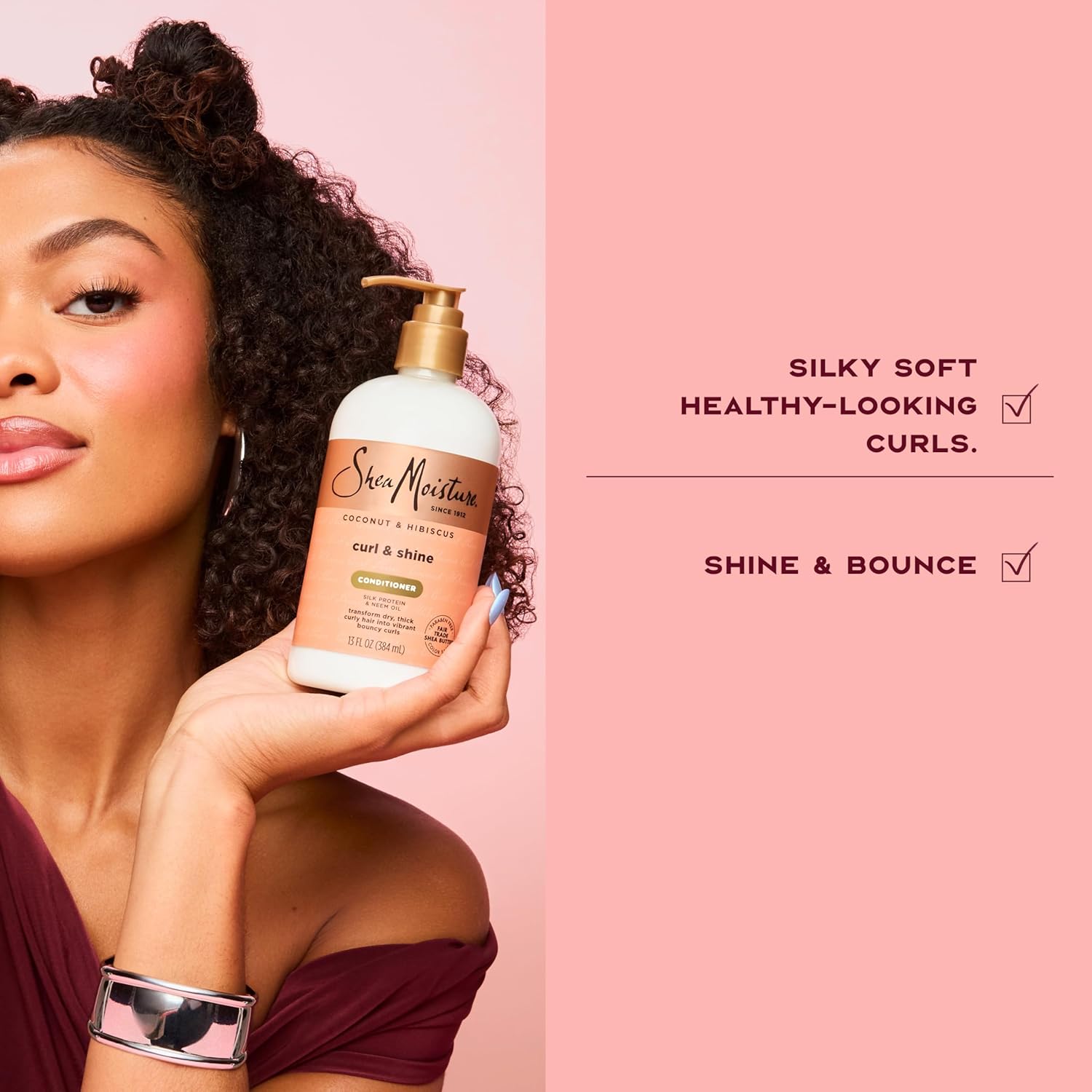 Shea Moisture Coconut & Hibiscus Curl & Shine Conditioner, 384 ml pump bottle