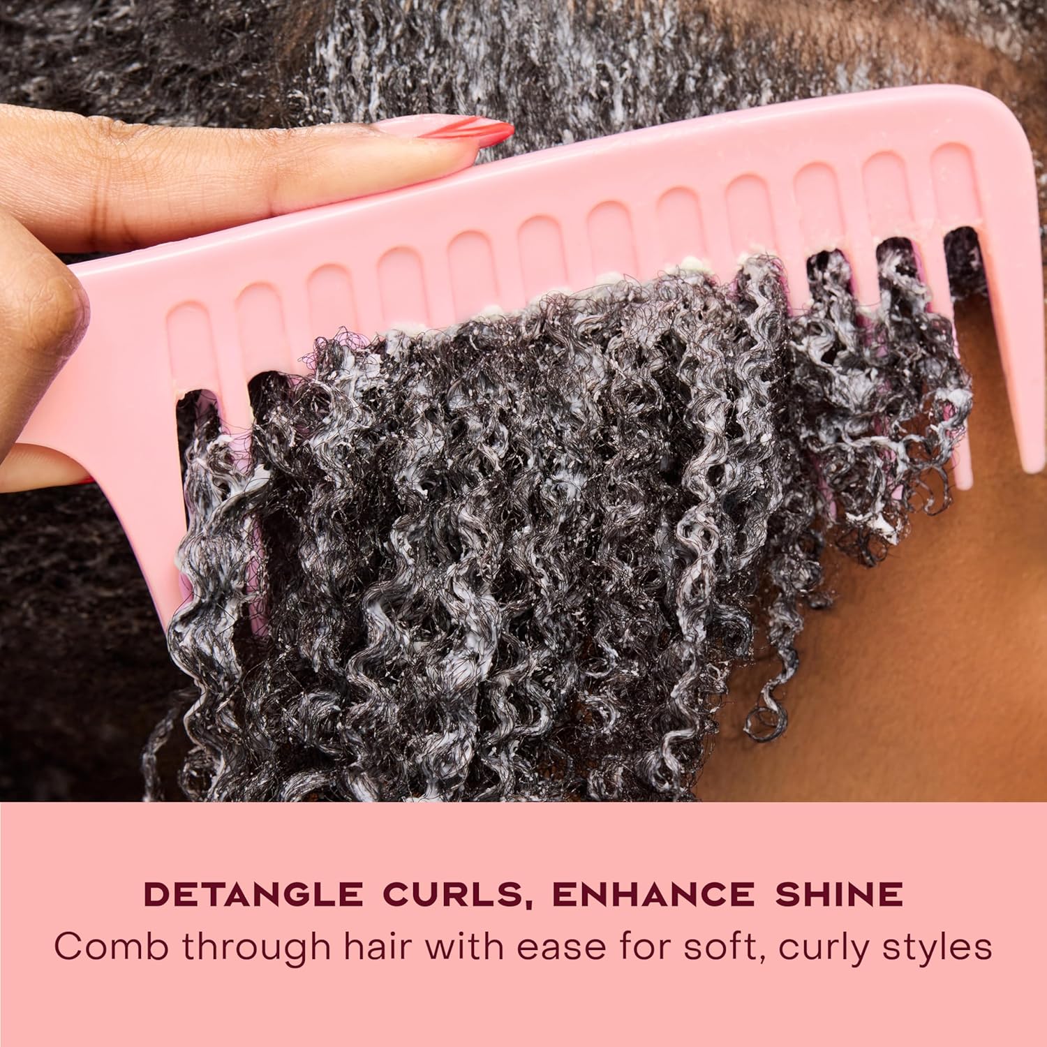 Shea Moisture Coconut Hibiscus Curl Shine Conditioner 384ml bottle with pink comb