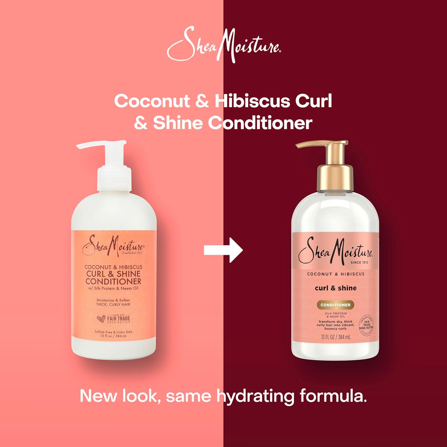 Shea Moisture Coconut & Hibiscus Curl & Shine Conditioner 384ml pump bottle