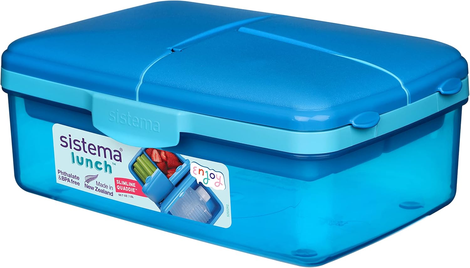 Sistema Slimline Quaddie 1.5L blue lunch box with compartments