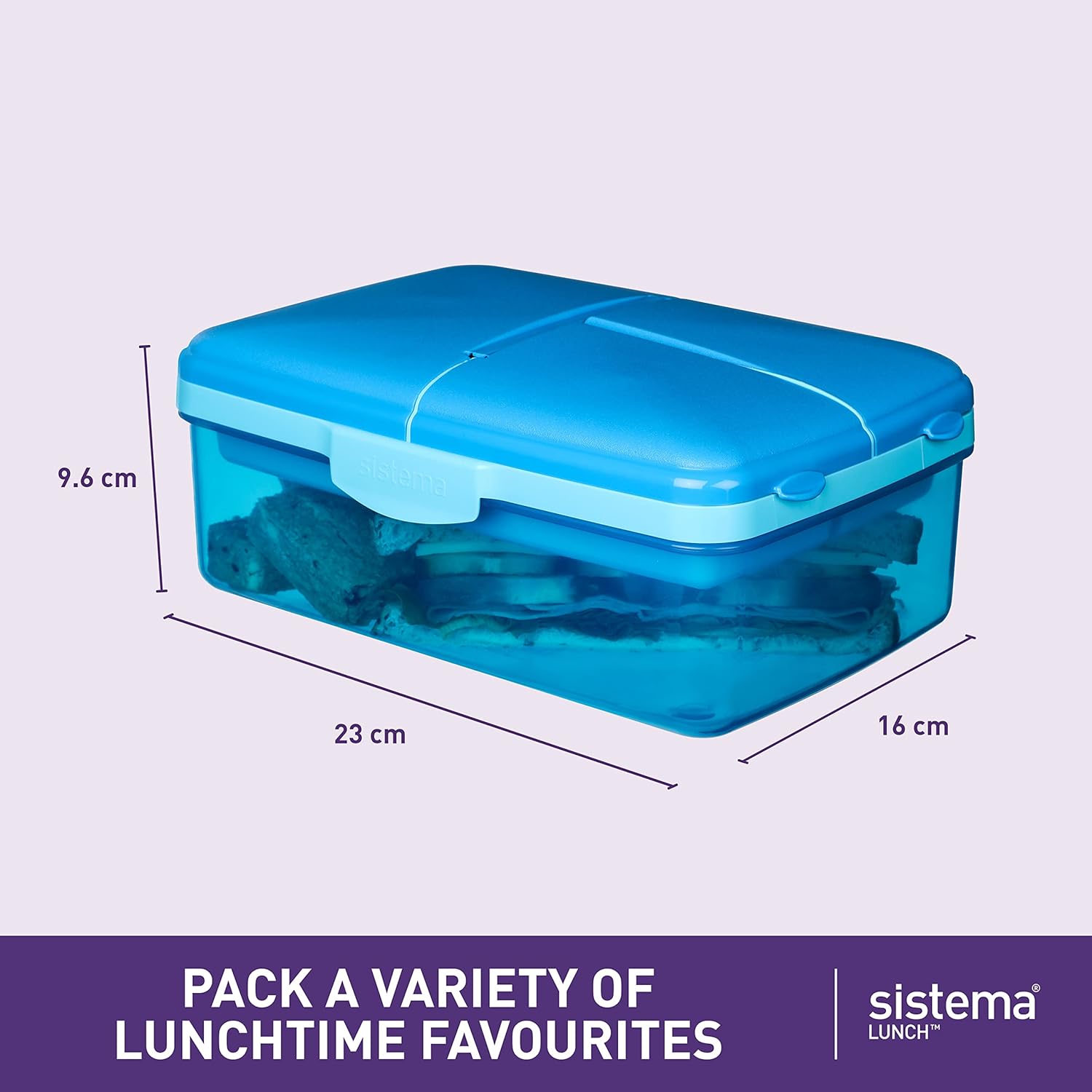 Sistema Slimline Quaddie blue lunch box 1.5L with compartments