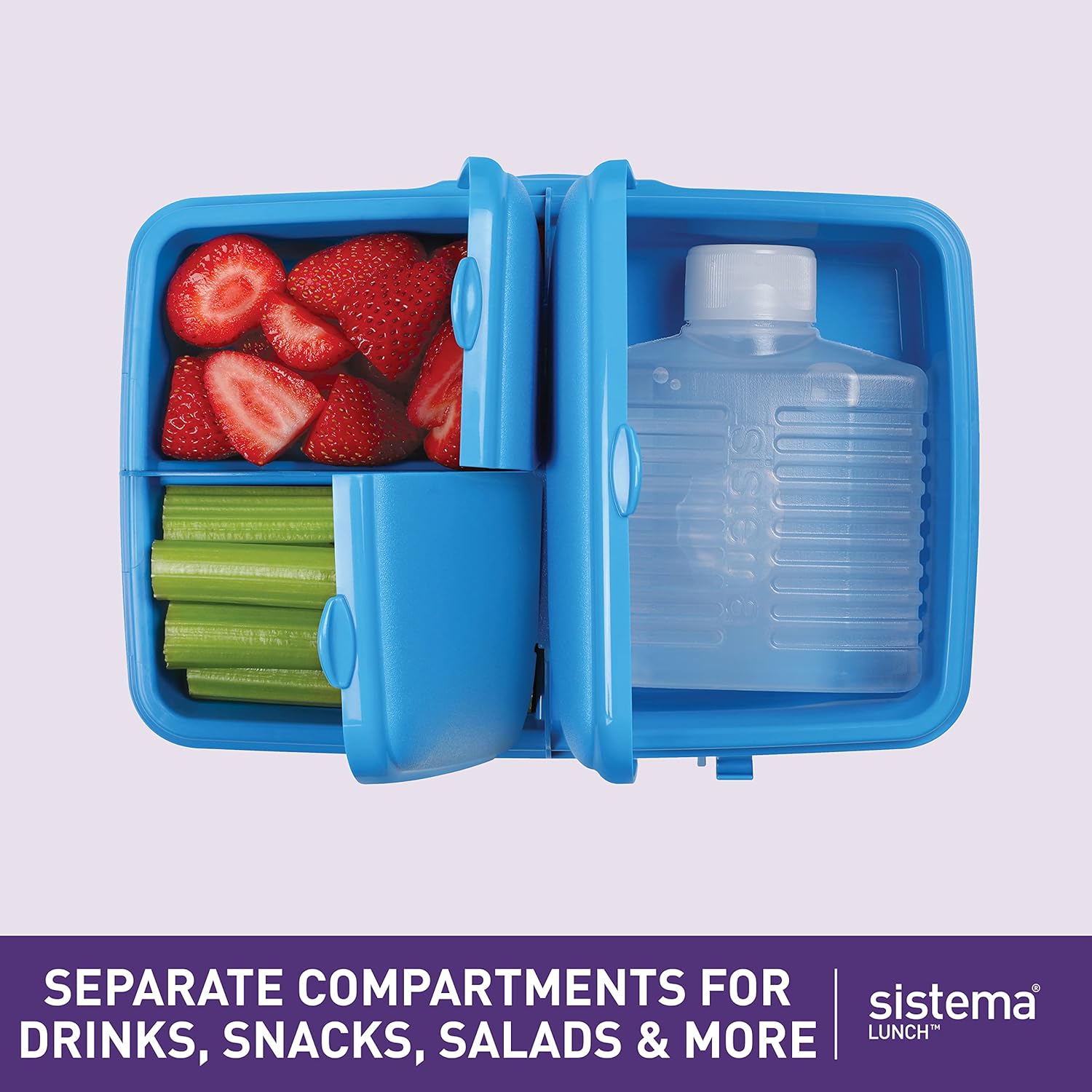 Sistema Slimline Quaddie blue lunch box 1.5L with compartments