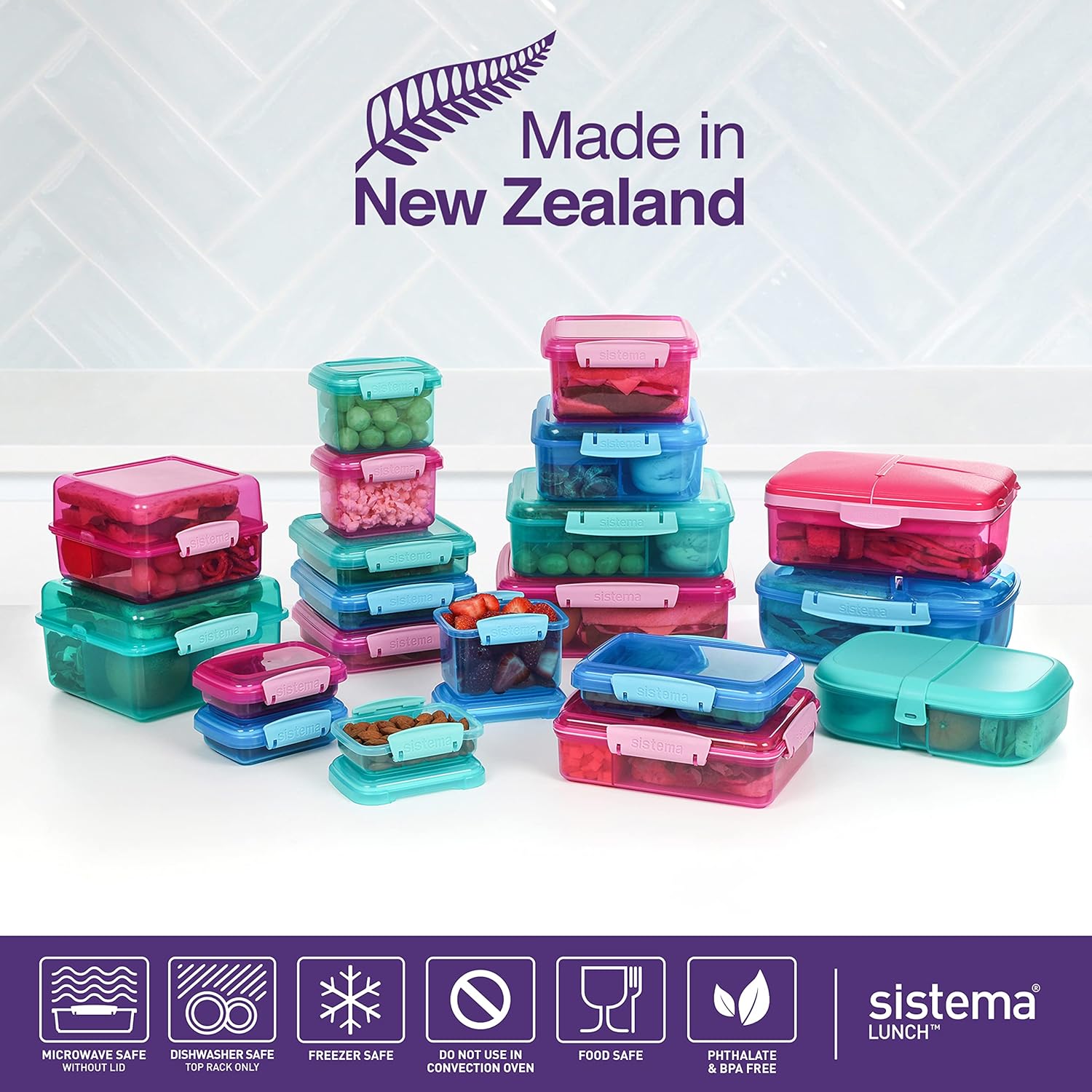Sistema Slimline Quaddie 1.5L blue lunch box with compartments and handle