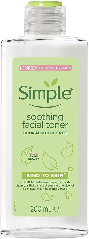 Simple Kind to Skin Soothing Facial Toner 200ml pale green bottle
