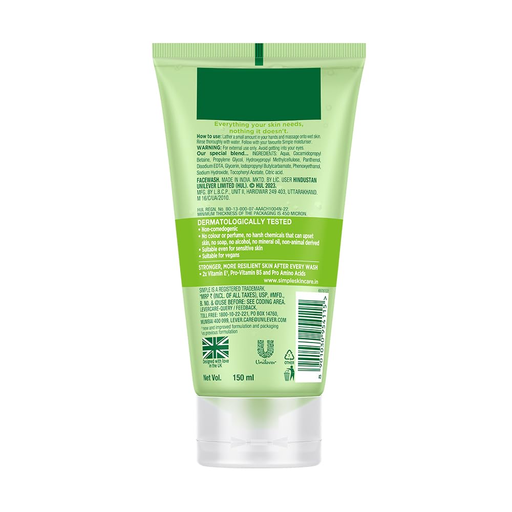 Simple Kind to Skin Refreshing Facial Wash 150ml green tube