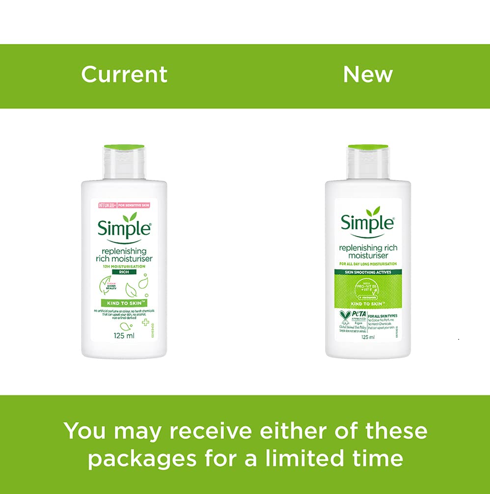 Simple Kind to Skin Replenishing Rich Moisturiser 125ml white bottle