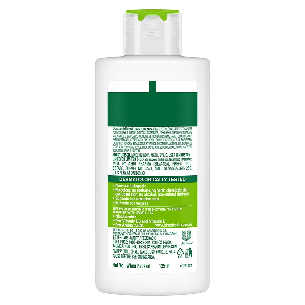Simple Kind to Skin Replenishing Rich Moisturiser 125ml white bottle with green cap