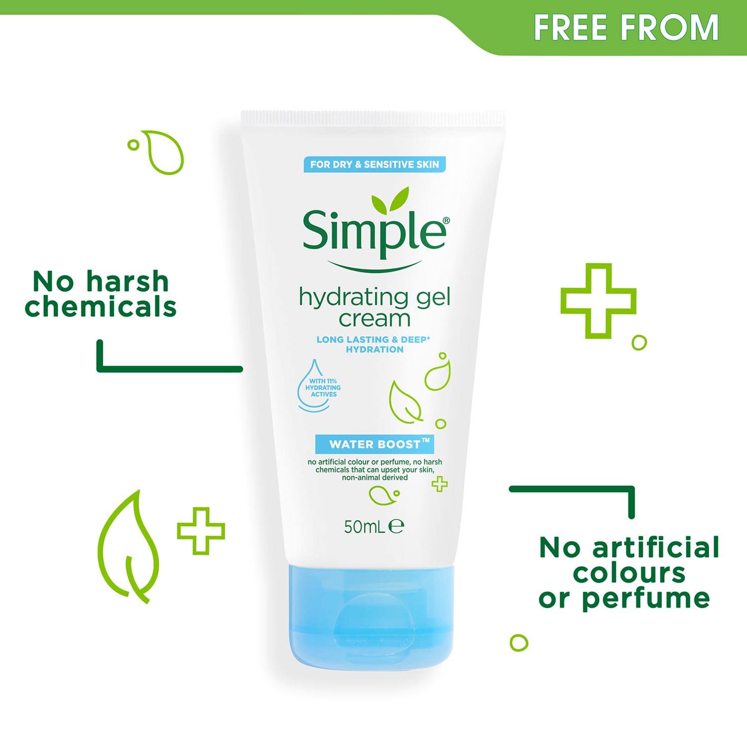 Simple Water Boost Hydrating Gel Cream 50ml for dry sensitive skin
