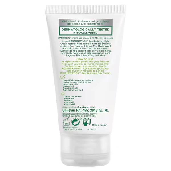 Simple Regeneration Age Resisting Night Cream 50ml white tube