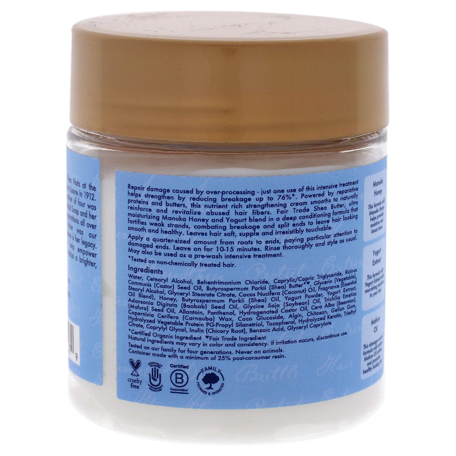 SheaMoisture Manuka Honey Yogurt Hydrate Repair Protein Power Treatment 237ml jar