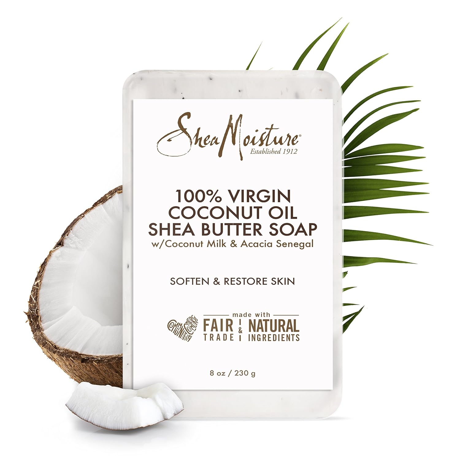 SheaMoisture 100% Virgin Coconut Oil Shea Butter Soap bar, 230g