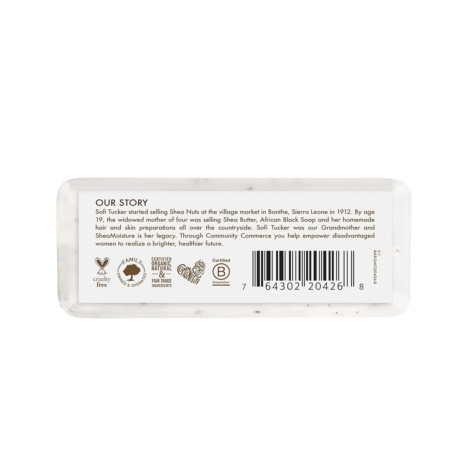 SheaMoisture 100% Virgin Coconut Oil Shea Butter Soap bar with packaging back label visible