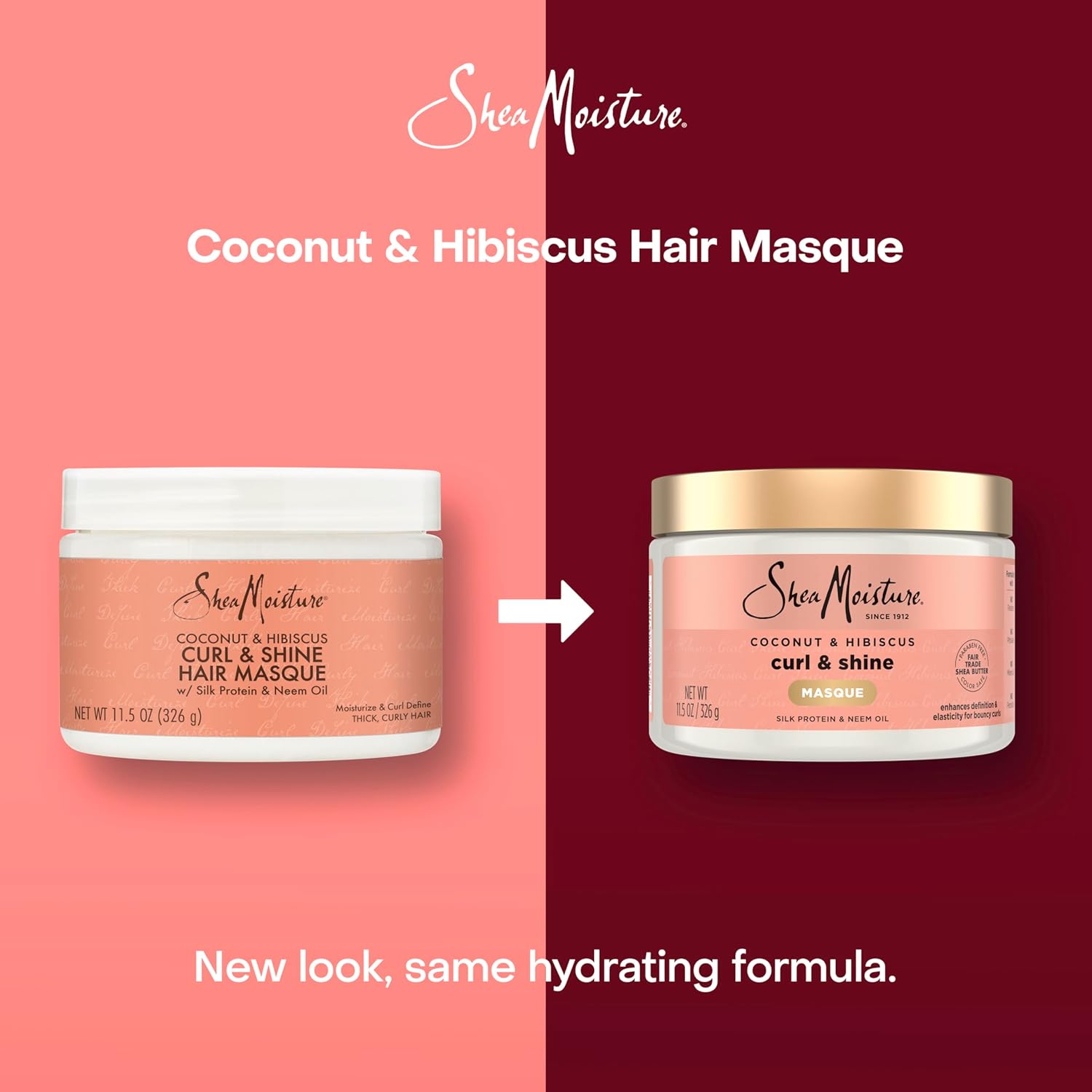 SheaMoisture Coconut & Hibiscus Curl & Shine Hair Masque 340ml jar
