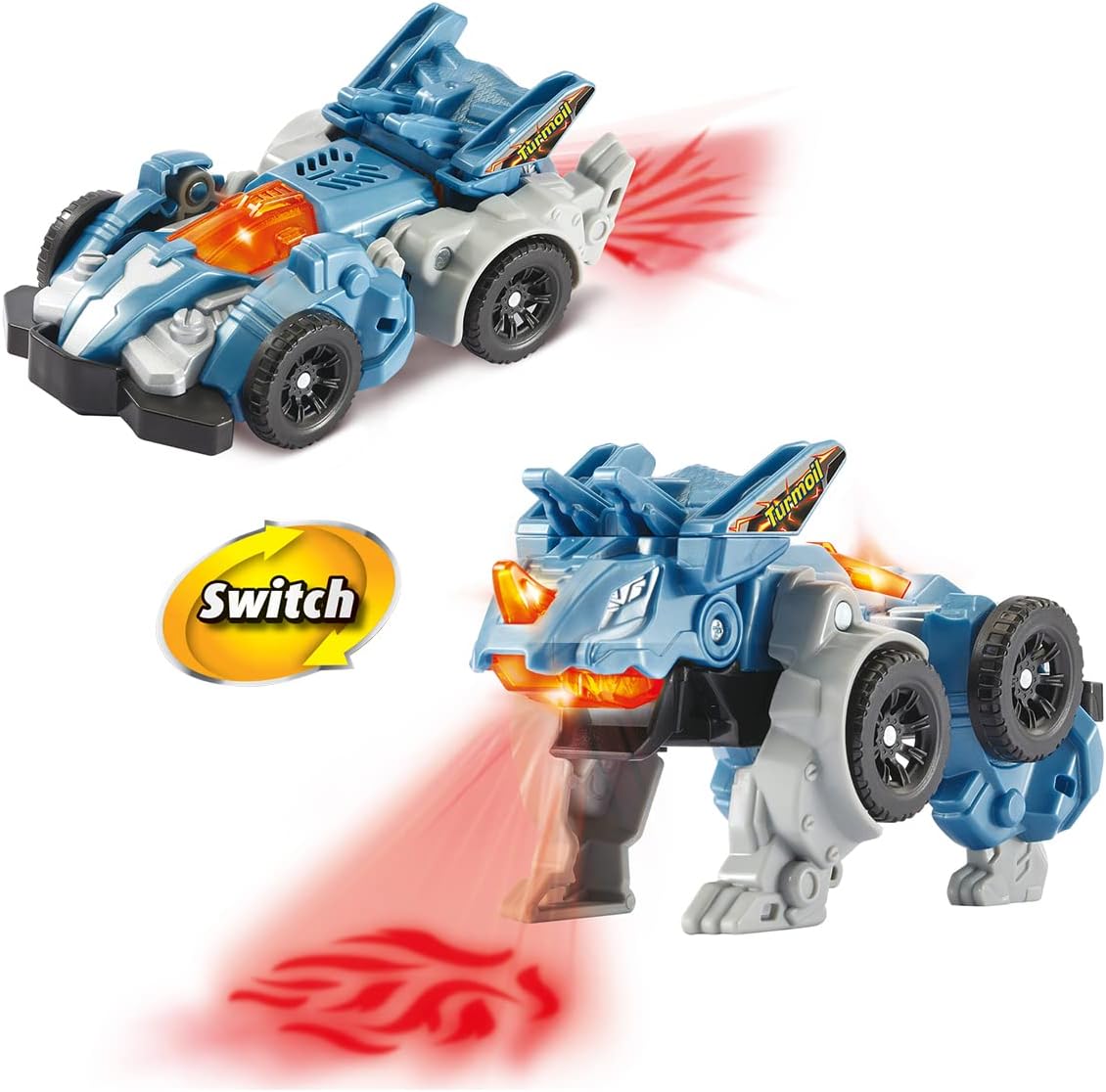 Tech Switch & Go Dinos Turmoil blue Triceratops transforming toy car