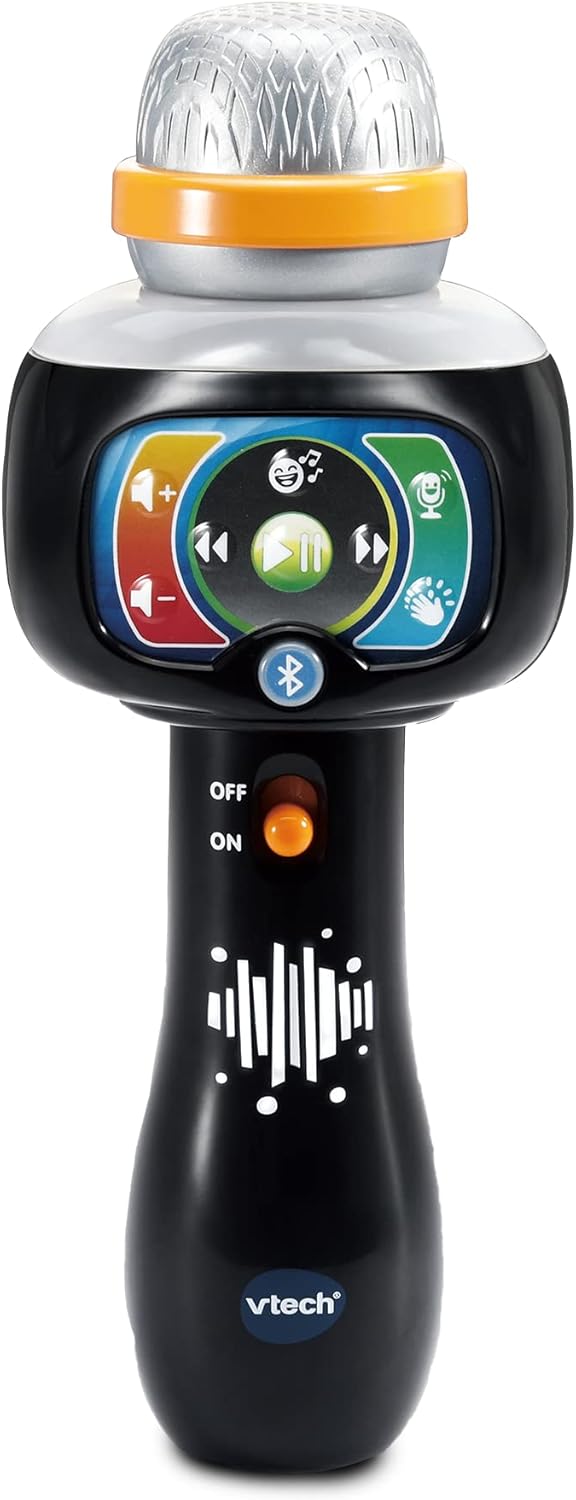 VTech Singing Sounds Microphone black and silver with orange band