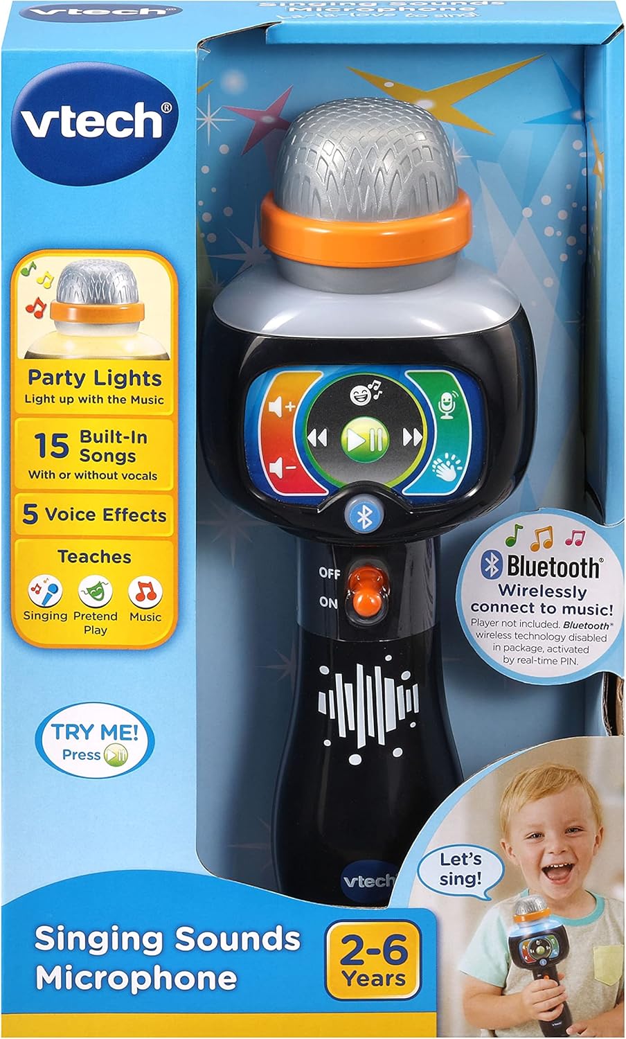 VTech Singing Sounds Microphone with party lights and 15 built-in songs