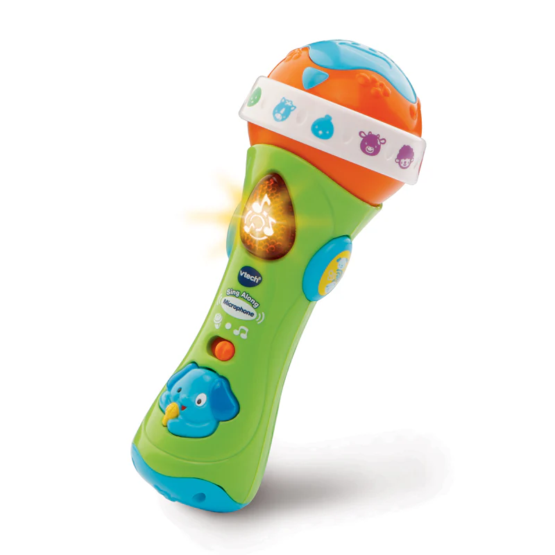 VTech Baby Sing Along Microphone green with orange and blue accents