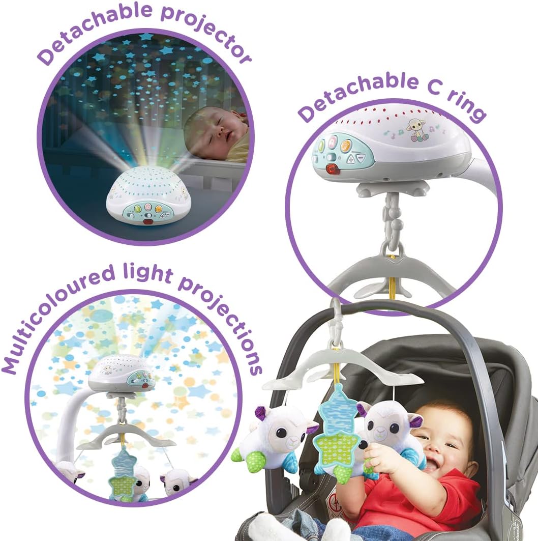 VTech Lullaby Lambs Mobile with projector and detachable ring toy
