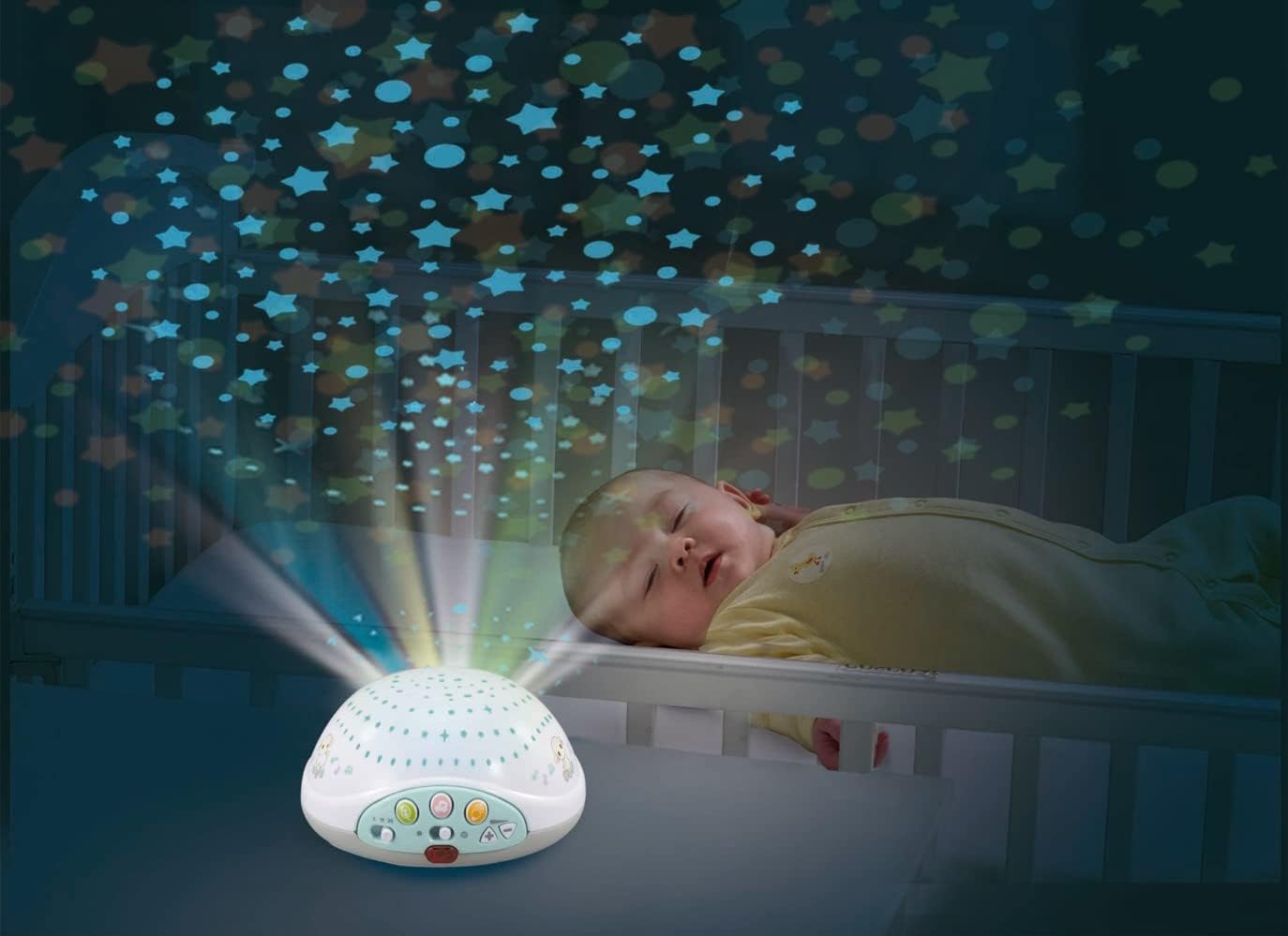 VTech Lullaby Lambs Mobile with white projector base and control buttons