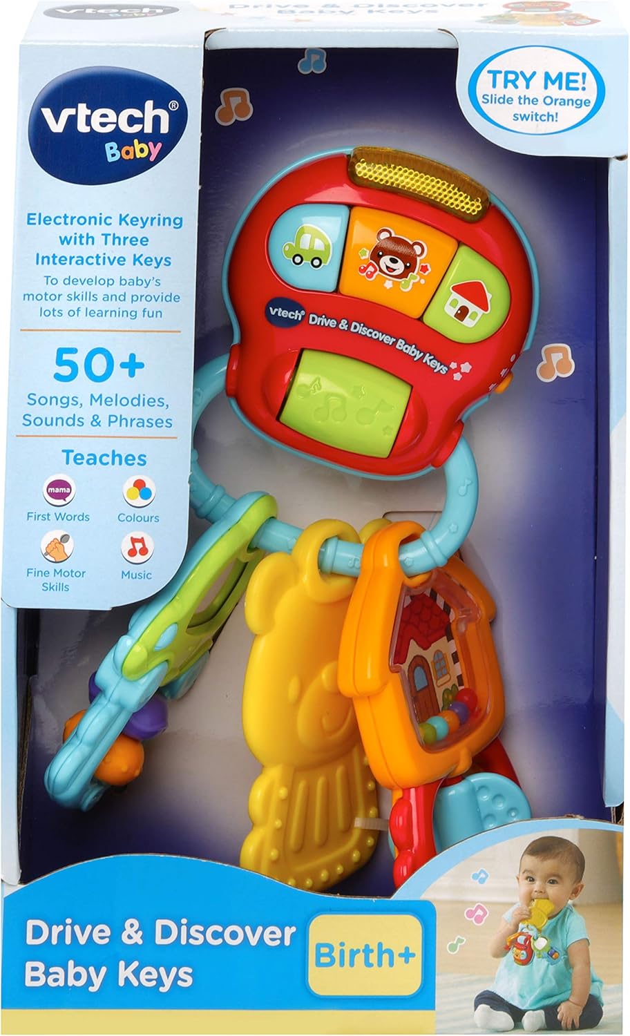 VTech Drive & Discover Baby Keys red electronic keyring with interactive buttons