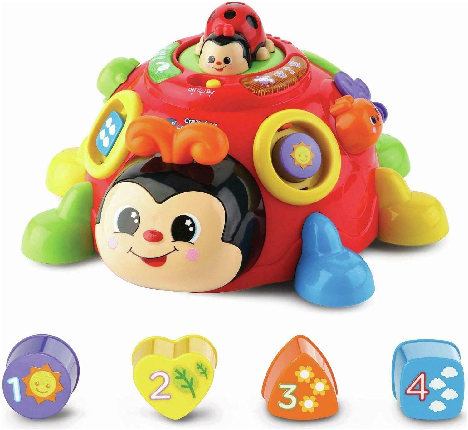 VTech Crazy Legs Learning Bug red interactive toy with coloured legs and attachments