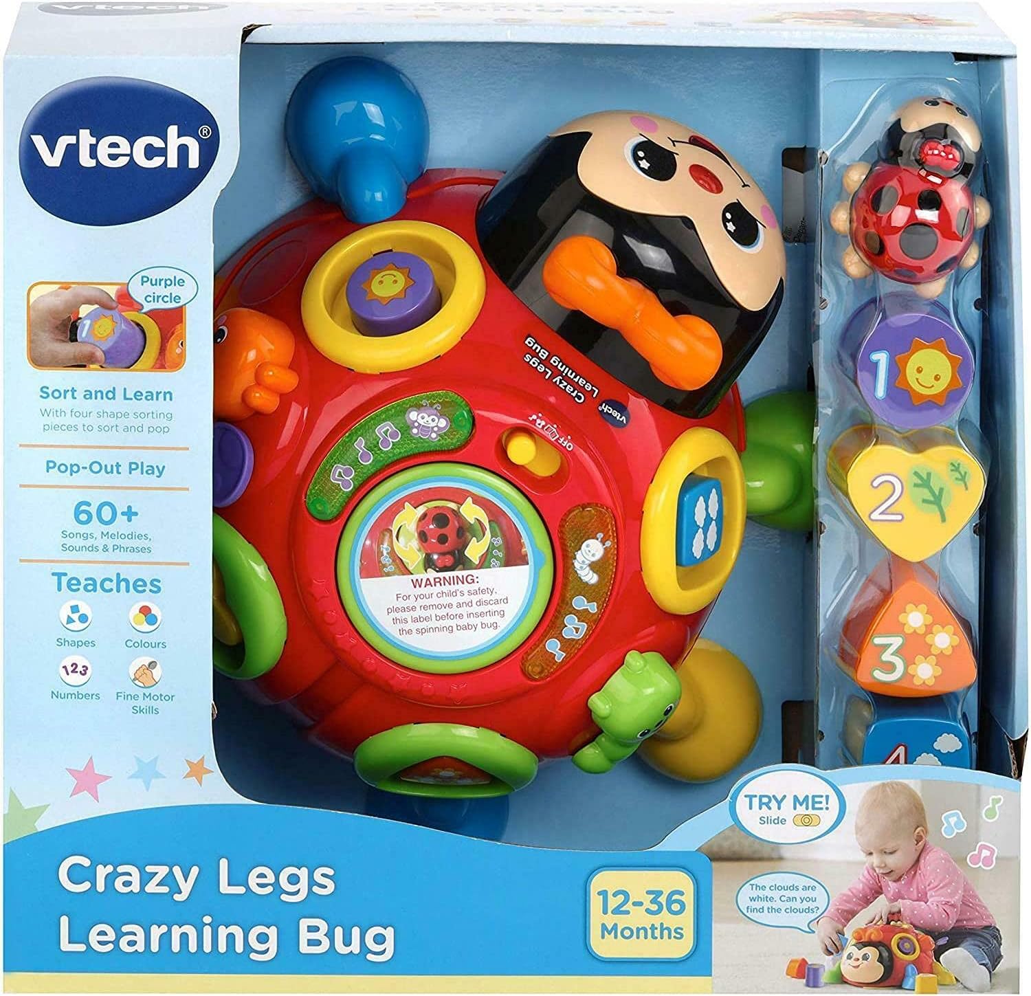 VTech Crazy Legs Learning Bug red interactive toy with shape sorter and legs
