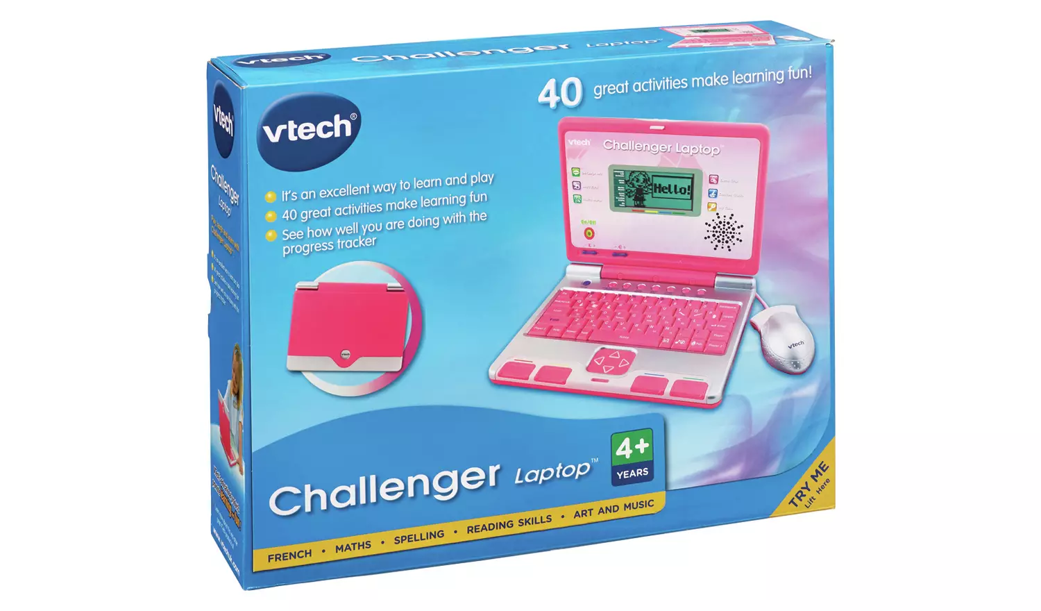 VTech Challenger Laptop pink educational toy with keyboard and mouse included