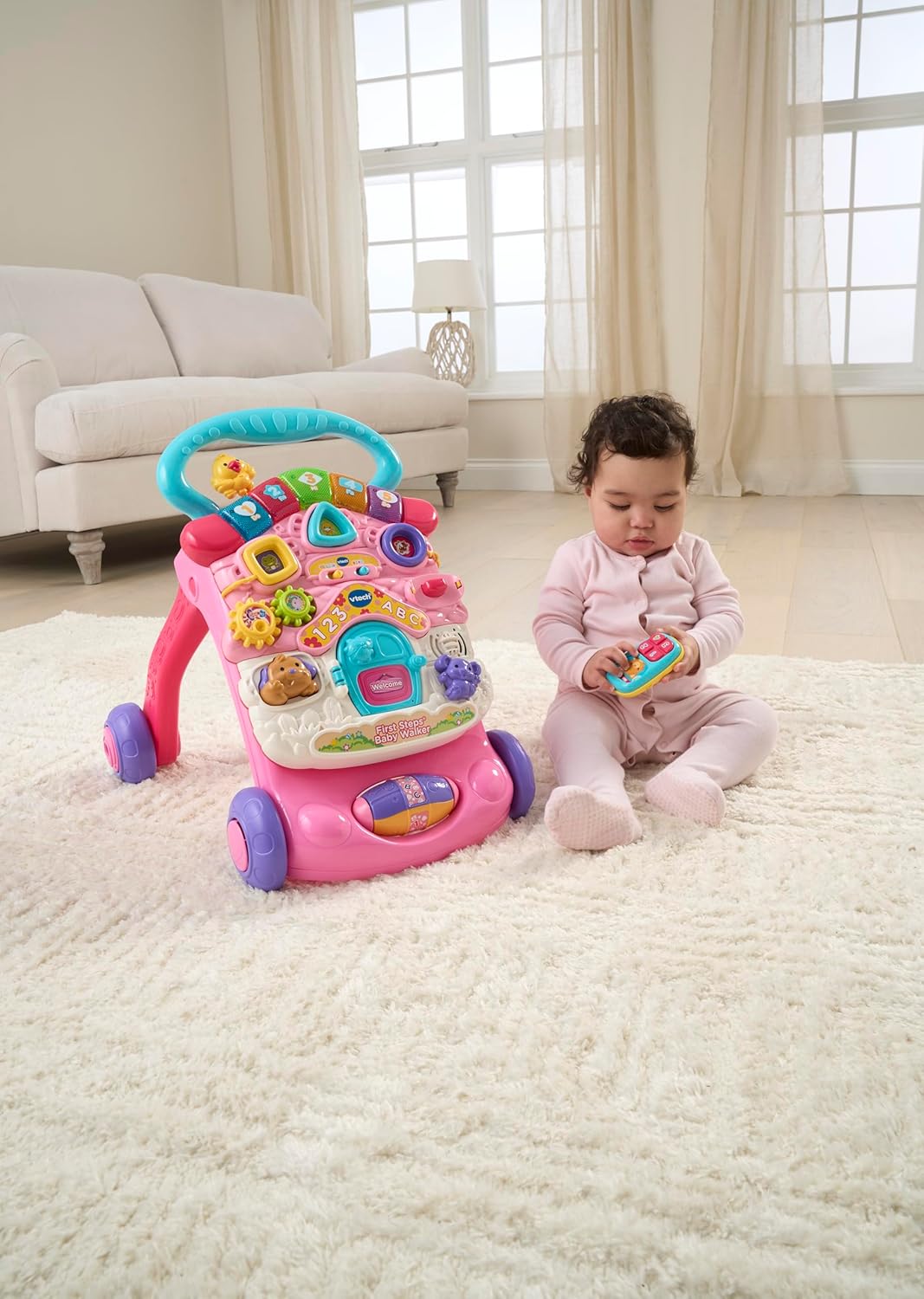 VTech First Steps Baby Walker pink and blue with interactive activities