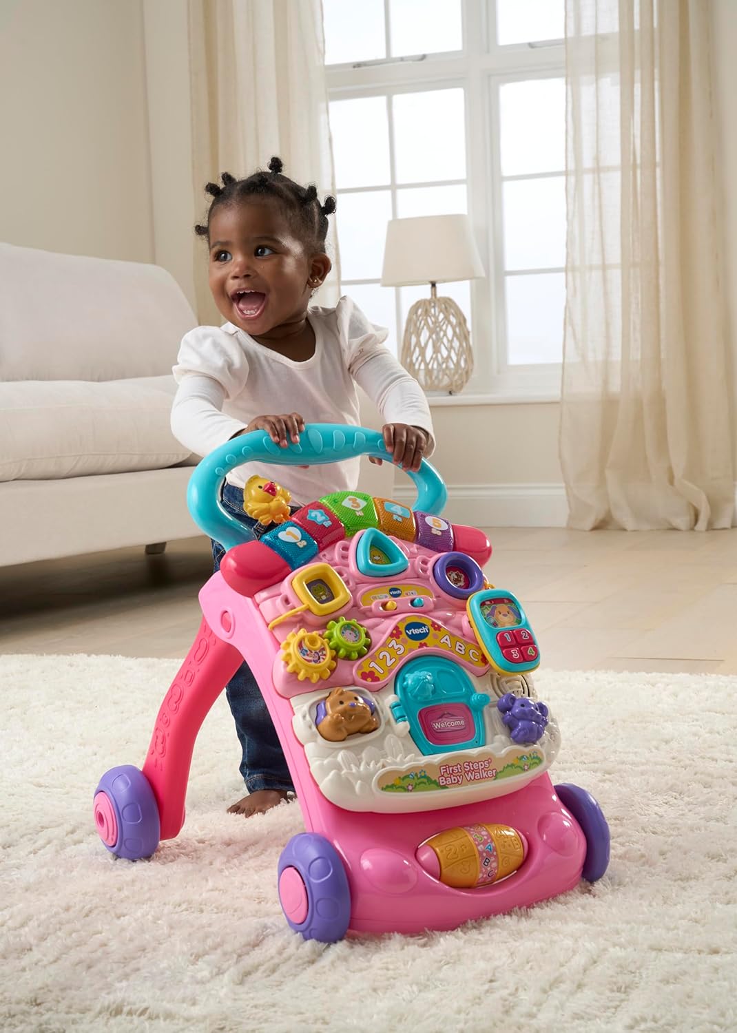 VTech First Steps Baby Walker pink with interactive activity panel