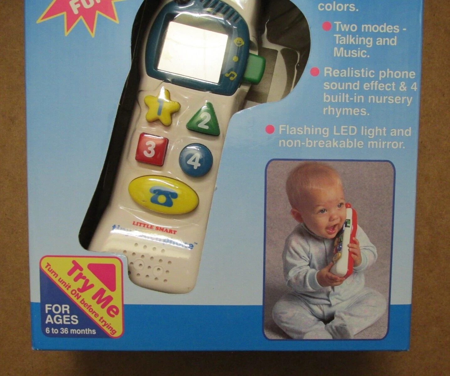 VTech Tiny Touch Phone cream and black toy mobile device for toddlers