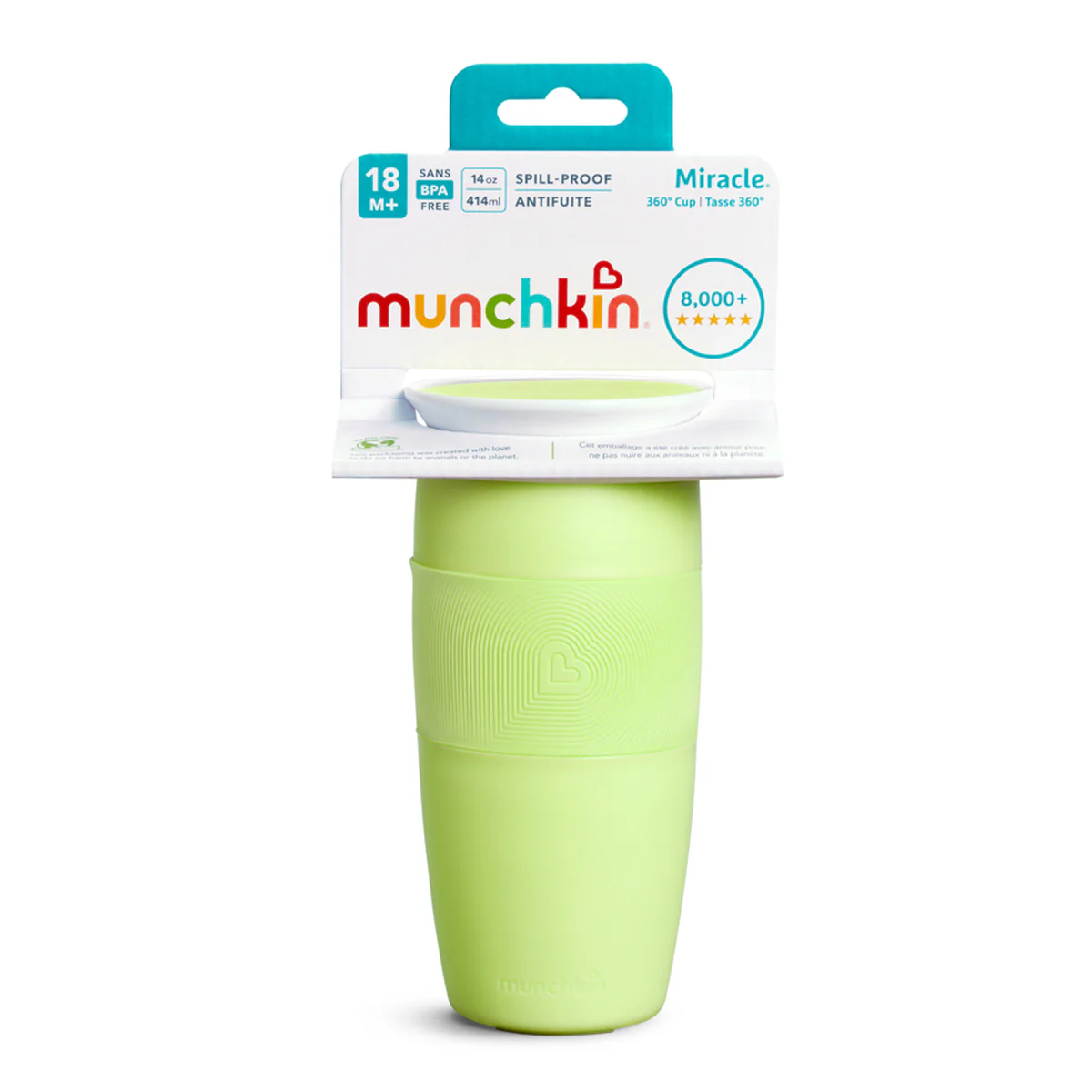 Munchkin Miracle 360° sippy cup 14oz green spill-proof 18 months plus