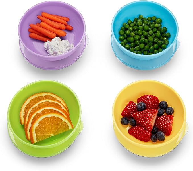 Munchkin Love-a-Bowls 10-piece feeding set with suction bases, four colours