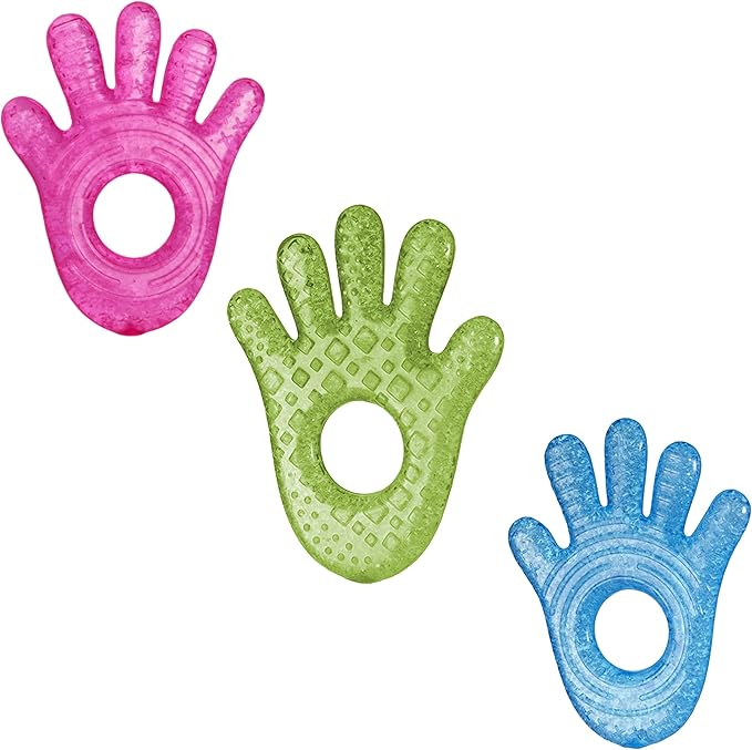 Munchkin Fun Ice Chewy Teether Hand pink green blue set of three