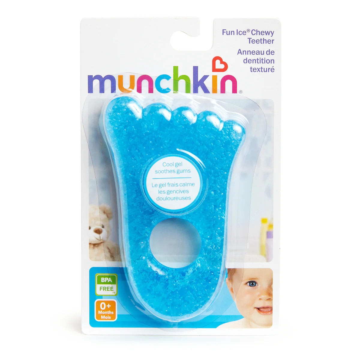 Munchkin Fun Ice Chewy Teether hand-shaped blue gel teething toy