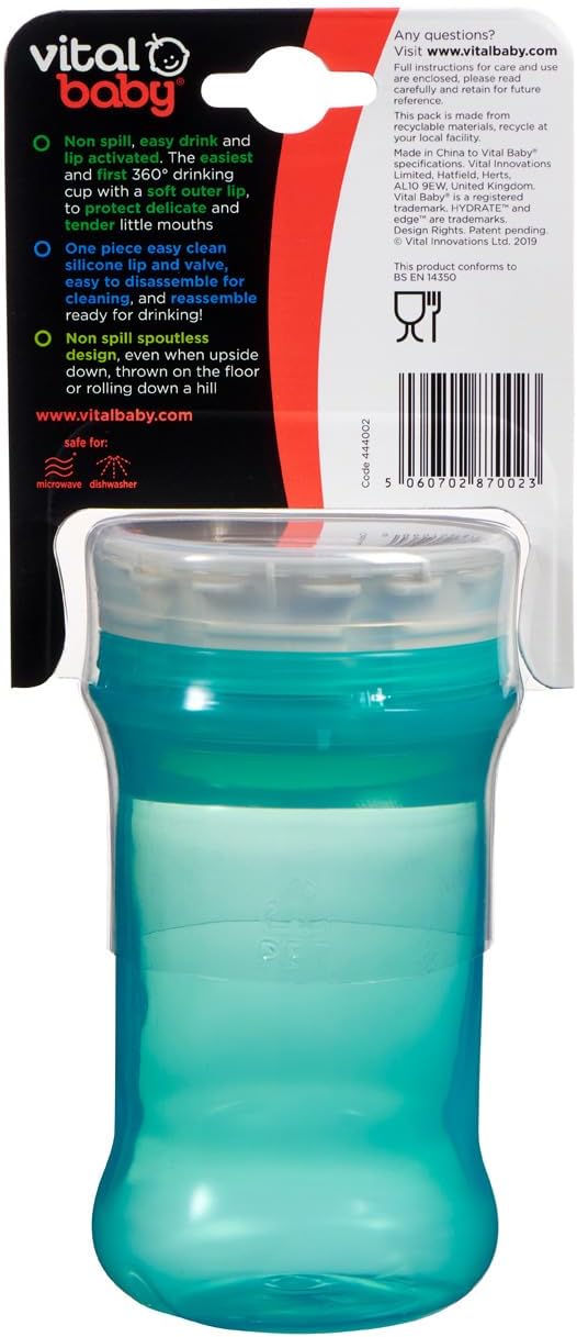 Vital Baby Hydrate Edge 360° Cup 280ml turquoise non-spill drinking cup