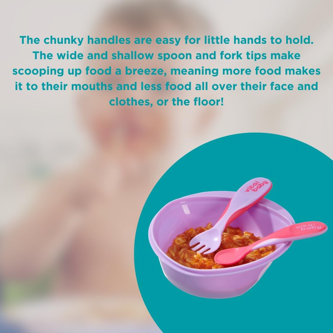 Vital Baby NOURISH Chunky Cutlery Set in Fizz colourway with spoon and fork