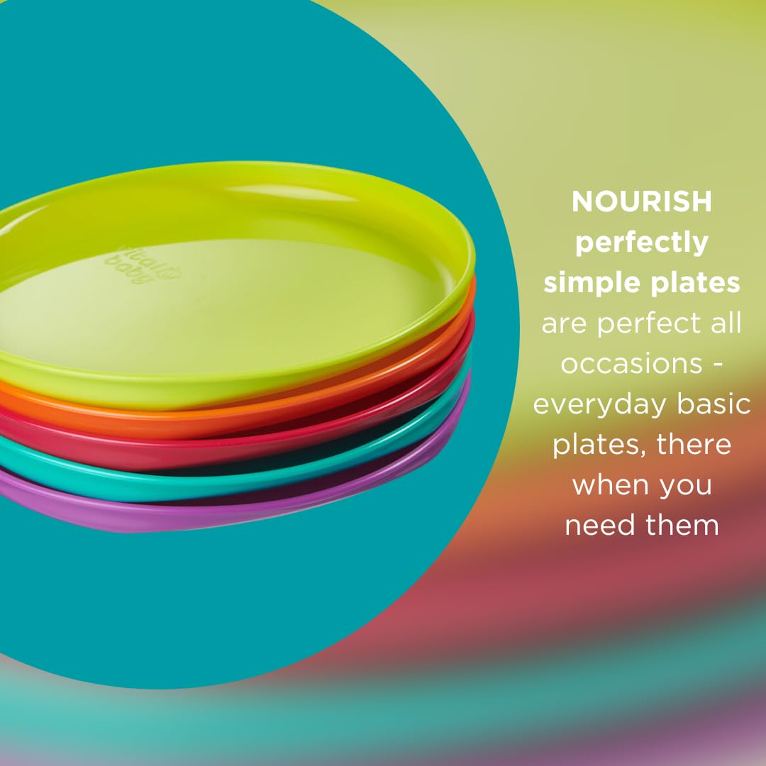Vital Baby NOURISH Perfectly Simple Plates 5 pack in multicoloured stack