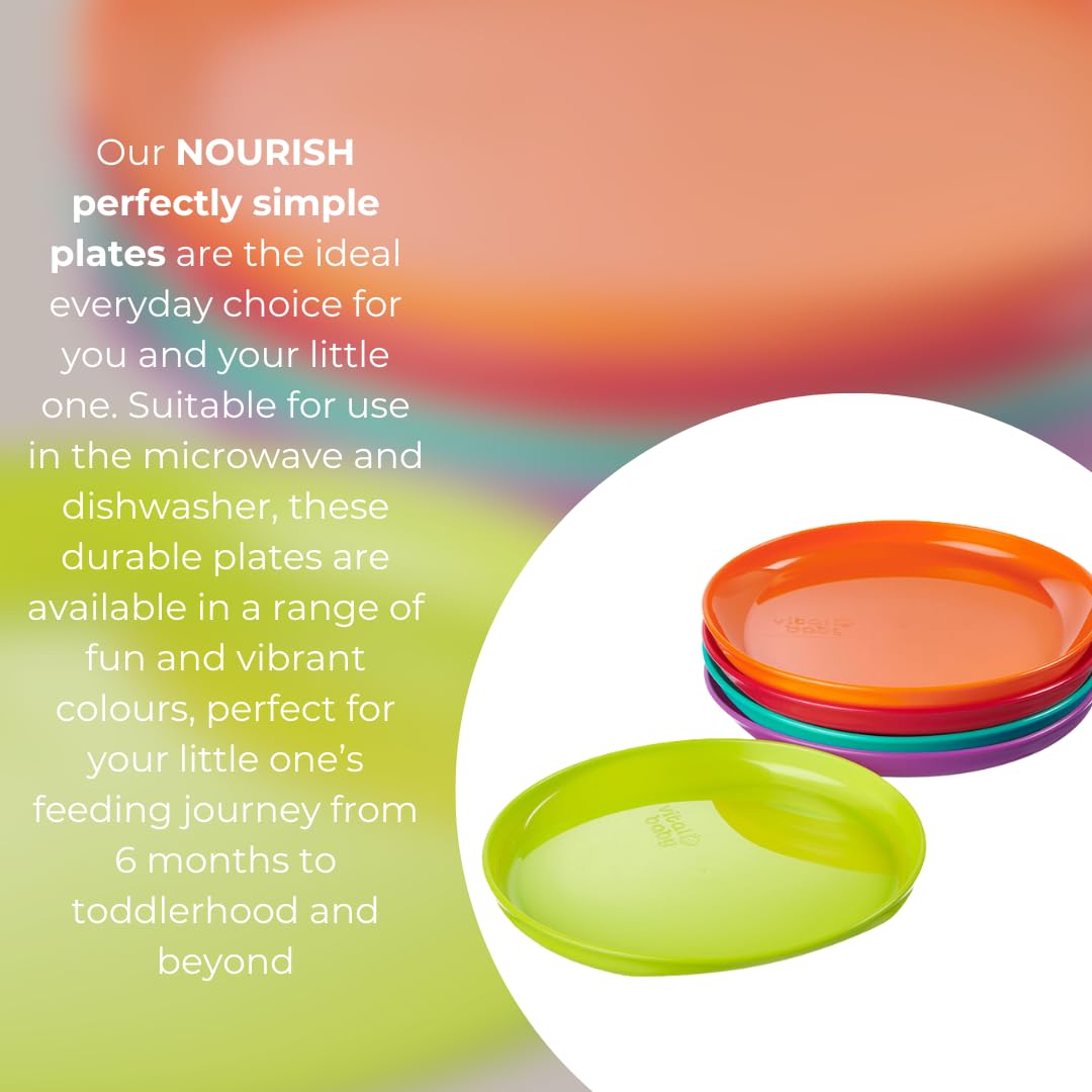 Vital Baby NOURISH Perfectly Simple coloured plates, five pack for babies and toddlers