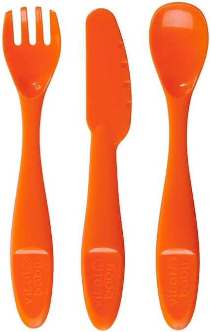 Vital Baby NOURISH Perfectly Simple orange cutlery set, 15-piece with fork, knife, spoon